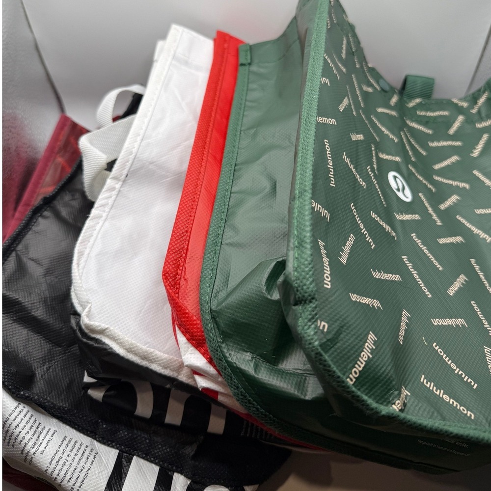 Lululemon Reusable Shopping Tote LOT Bags 5 Pack Red White Black Green‎ Burgundy